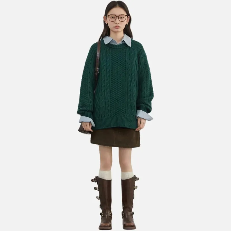 CHIC VEN Sweater Women's Vintage Green-5