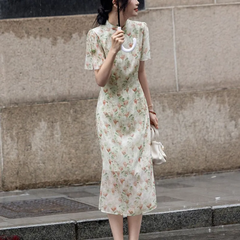 【dme】 Short Sleeved Dress Women's Light Apricot-0