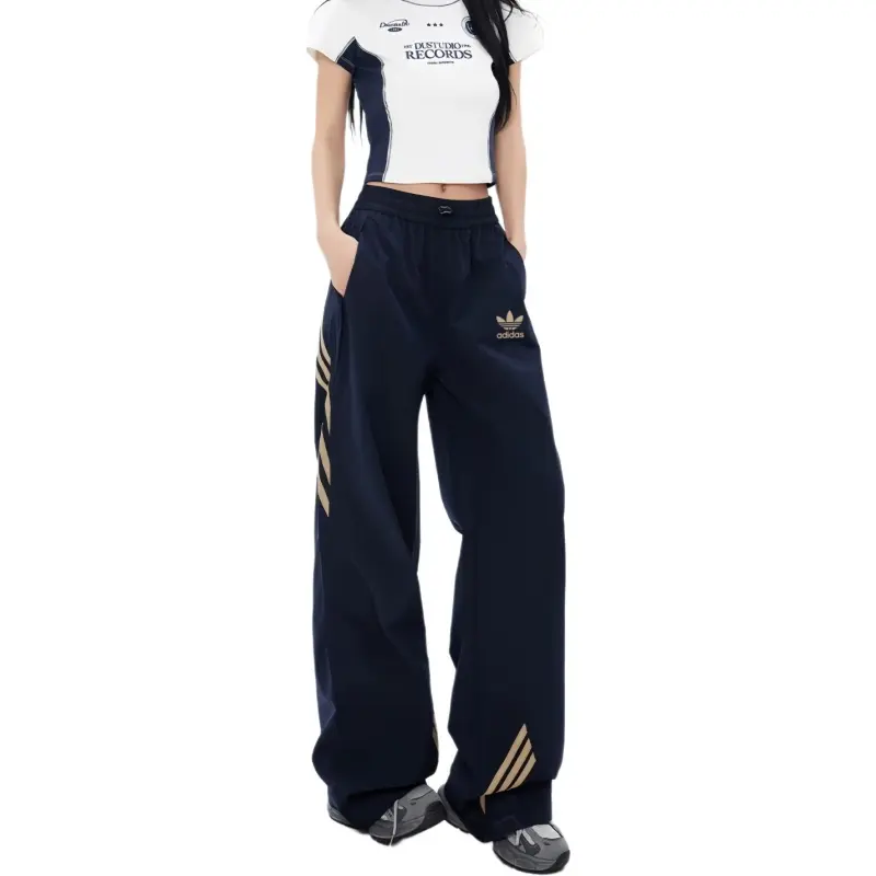 Adidas Originals Casual Pants Women's Navy Blue/Light Gold-2