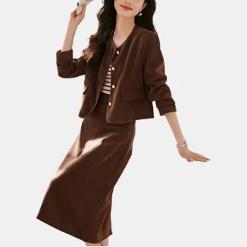 Mo Han Yi Mei Skirt Set Women's Coffee