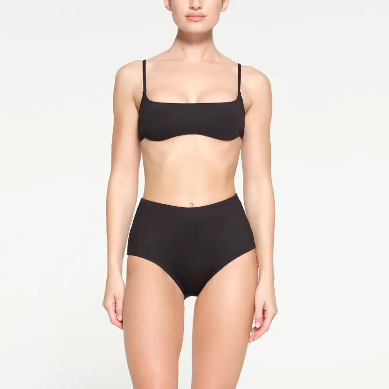 SKIMS SIGNATURE SWIM HIGH-WAISTED FULL BRIEF Swimming Shorts Women's ONYX/Onyx-1