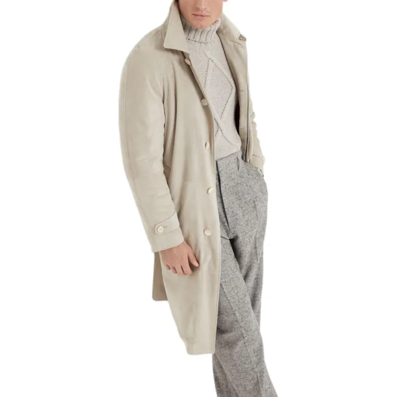 Brunello Cucinelli FW24 Leather Jacket Men's Lime Gray-3