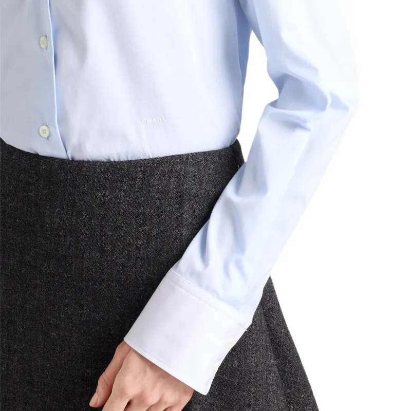 PRADA Logo Embroidered Button Up Shirt-5