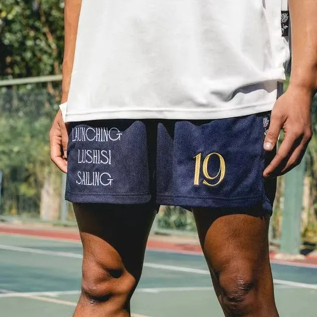 LUSHISI Basketball Shorts Unisex Navy Blue-4