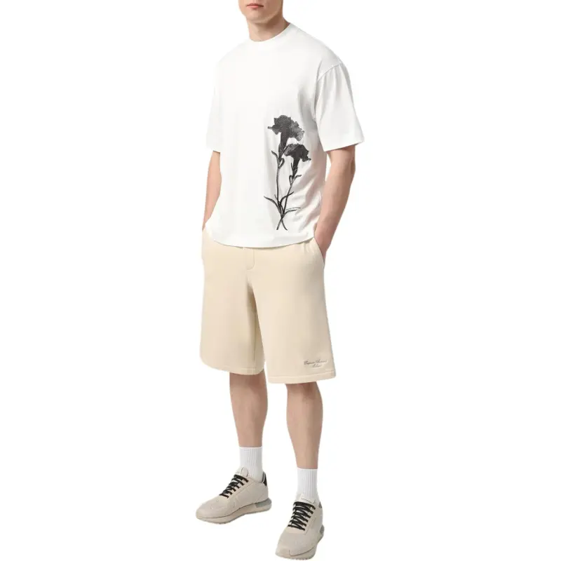 EMPORIO ARMANI Flower embroidered T shirt-4