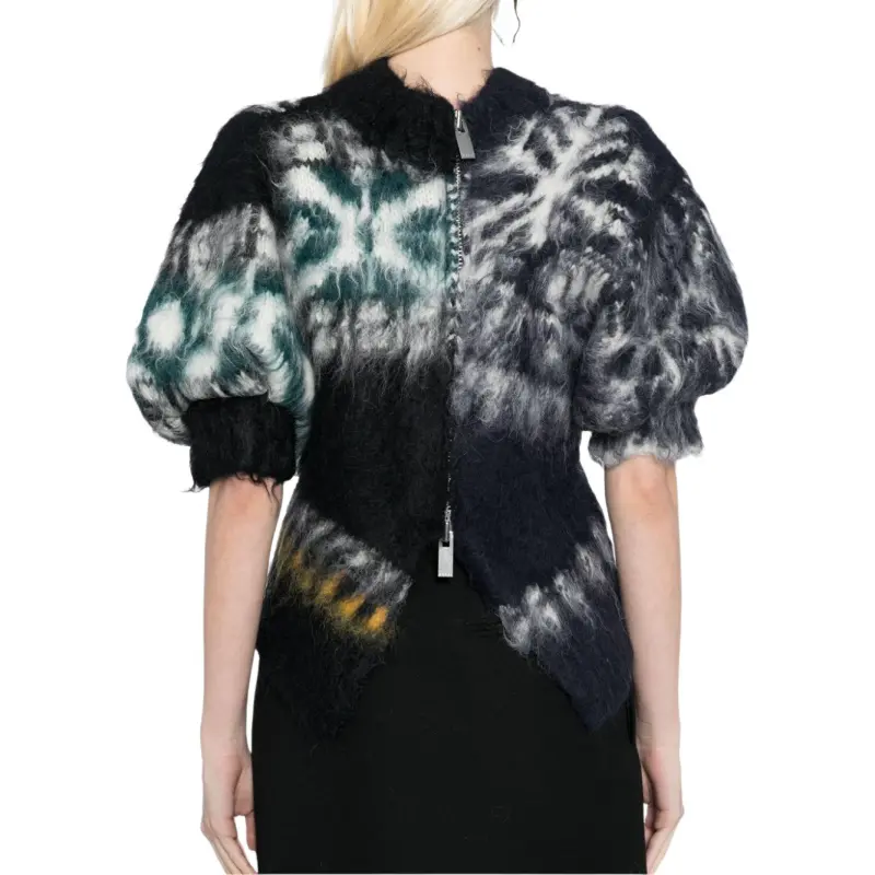 Sacai Zip-Up Asymmetric Knit Cardigan-4