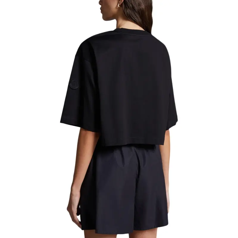 Moncler Embellished Logo Embroidery Cropped T Shirt-2