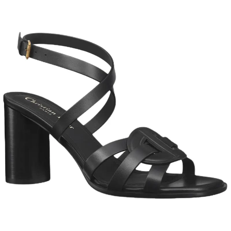 DIOR D Club One Strap Sandals 8cm Women's Black-1