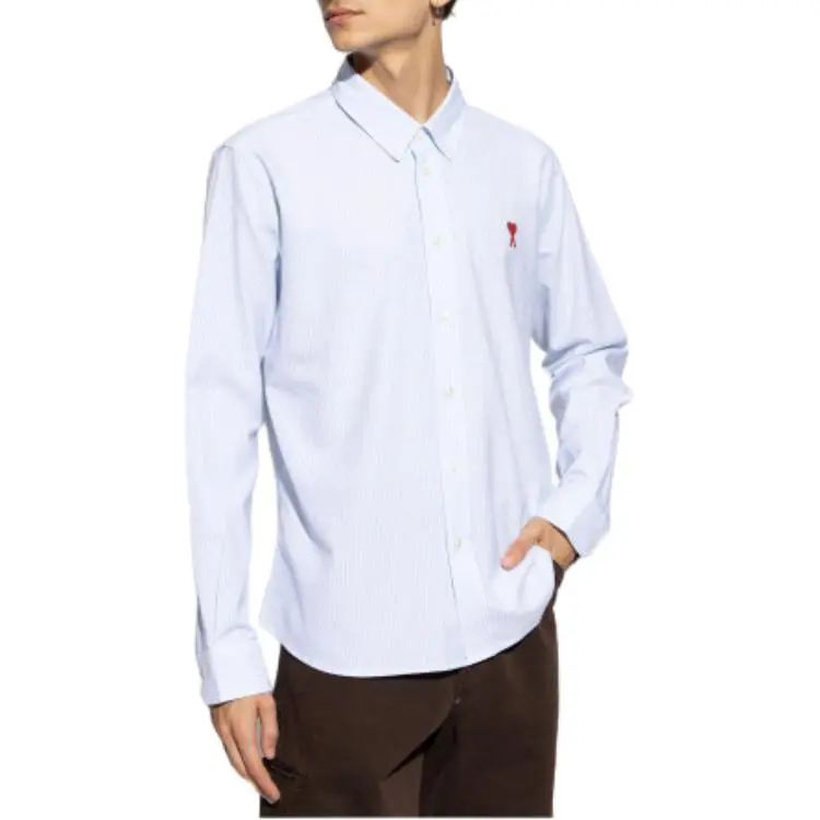 AMIPARIS Paris Ami De Coeur Logo Embroidered Striped Shirt-2