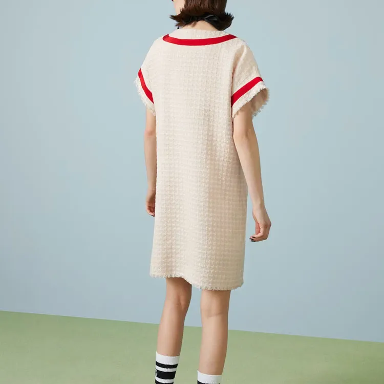 GUCCI Short Sleeved Dresses Women's Beige-3
