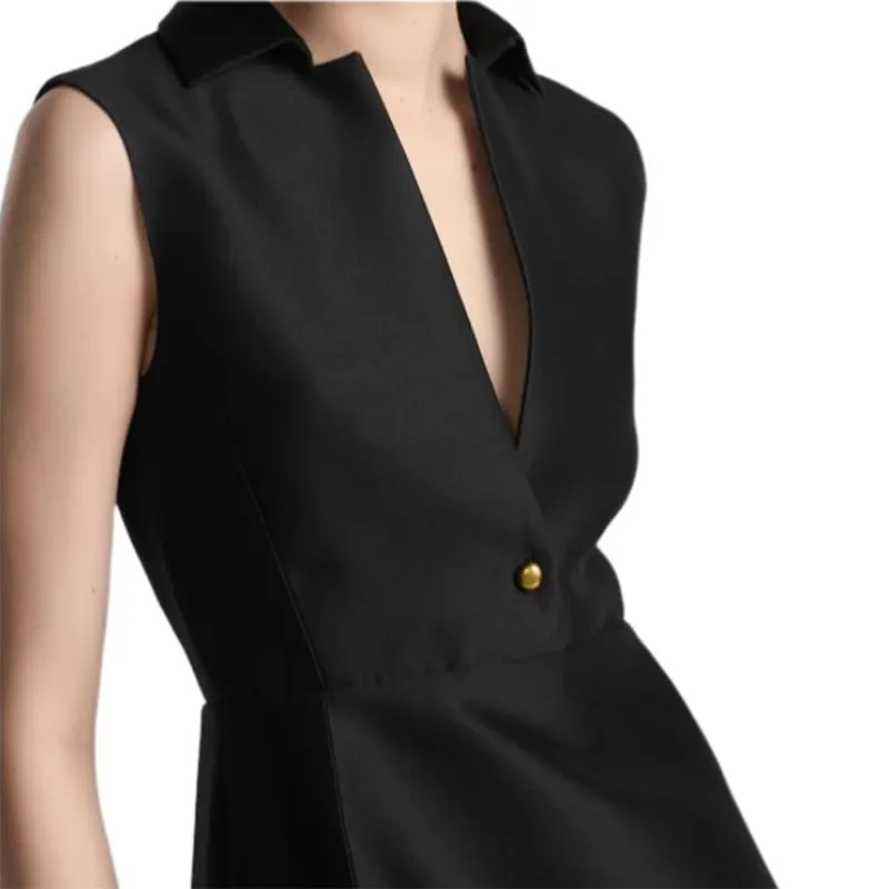 DIOR Belted Mid Length Dress Sleeveless Dress Women's Black-2