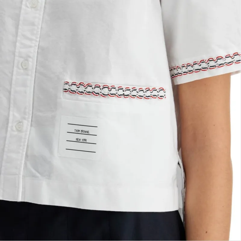 THOM BROWNE Oxford Cropped Shirt-5