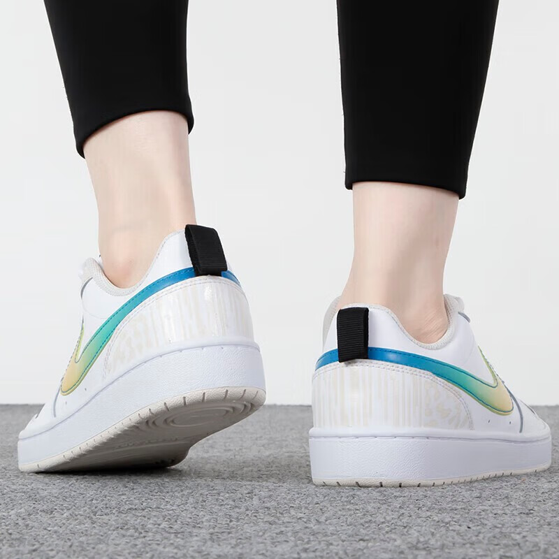 nike white iridescent court borough junior trainers