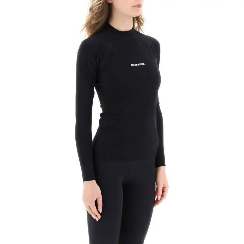 JIL SANDER + Logo Printed Long Sleeved Top-2