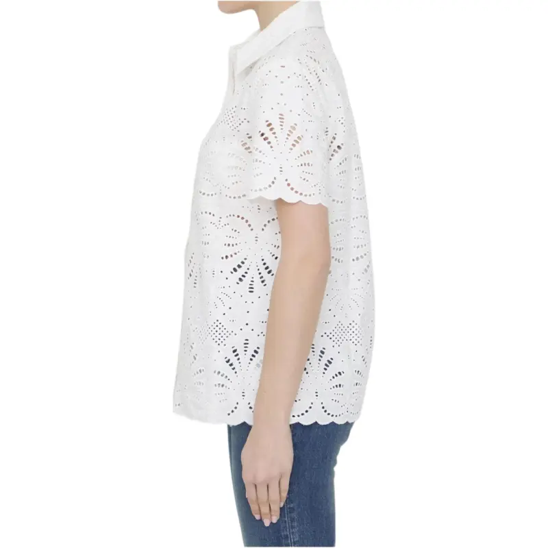 Self portrait Open Work Short Sleeved Shirt-3