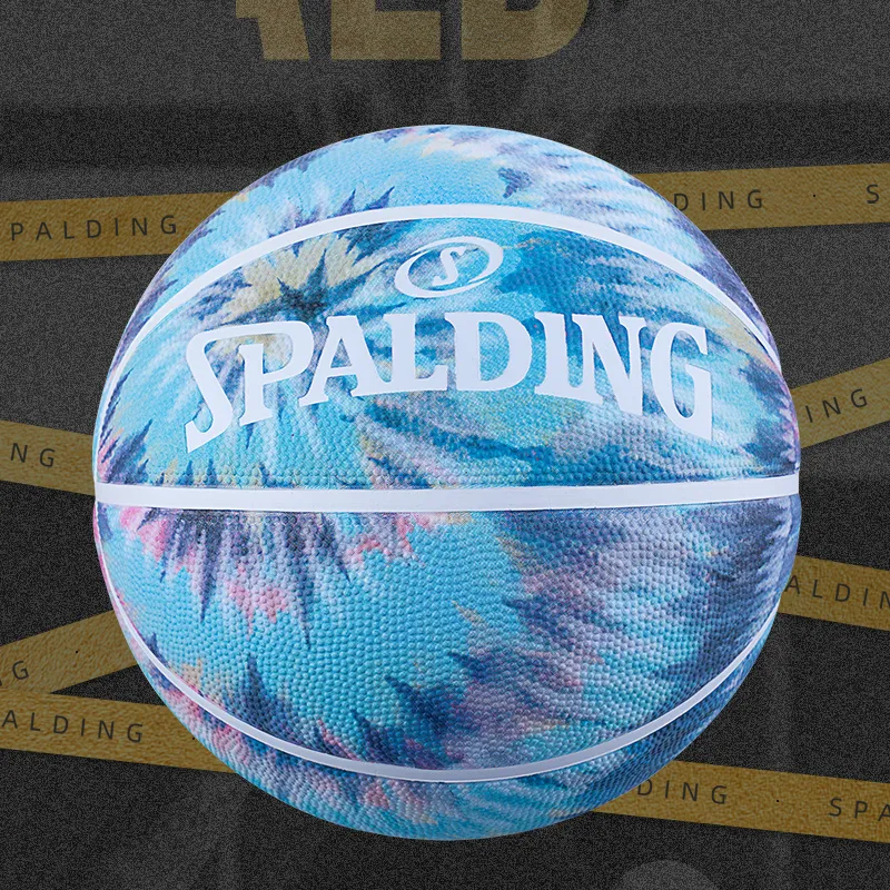 SPALDING Tie dye Series Rubber Basketball Blue Size 7 Training Unisex-4