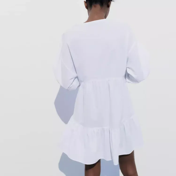 ZARA Long Sleeved Dresses Women's White-2