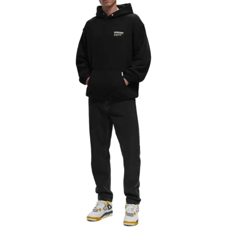 REPRESENT Monochrome Icons Hoodie Sweatshirt Men's Black-3