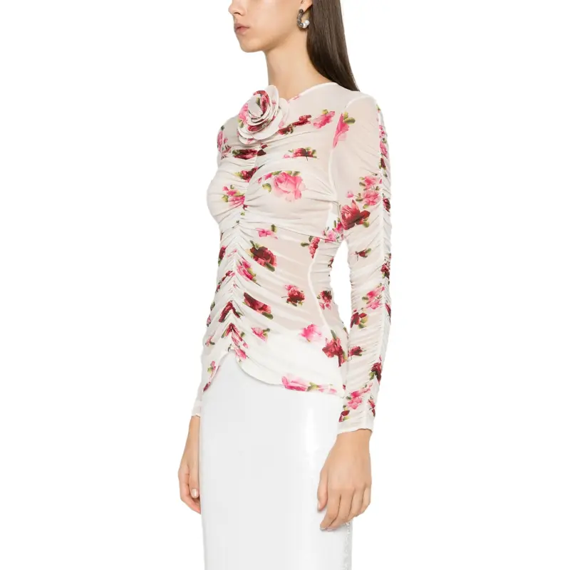 Magda Butrym Rose appliqué Ruched Top-4