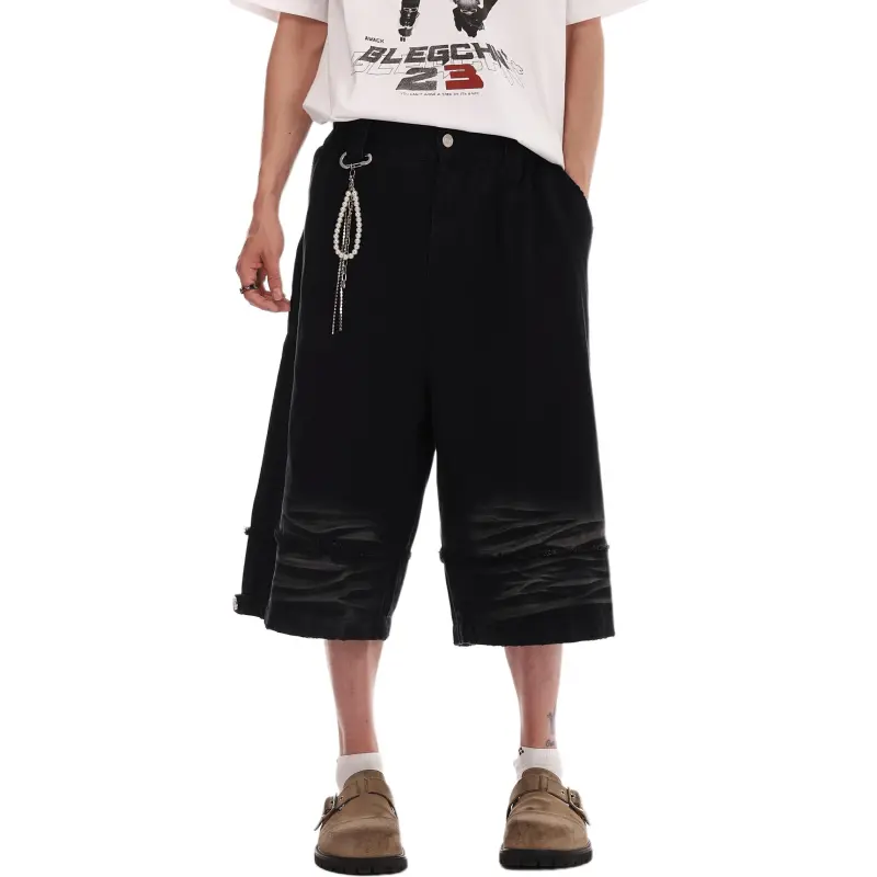 VINMUK Denim Shorts Unisex Black-3