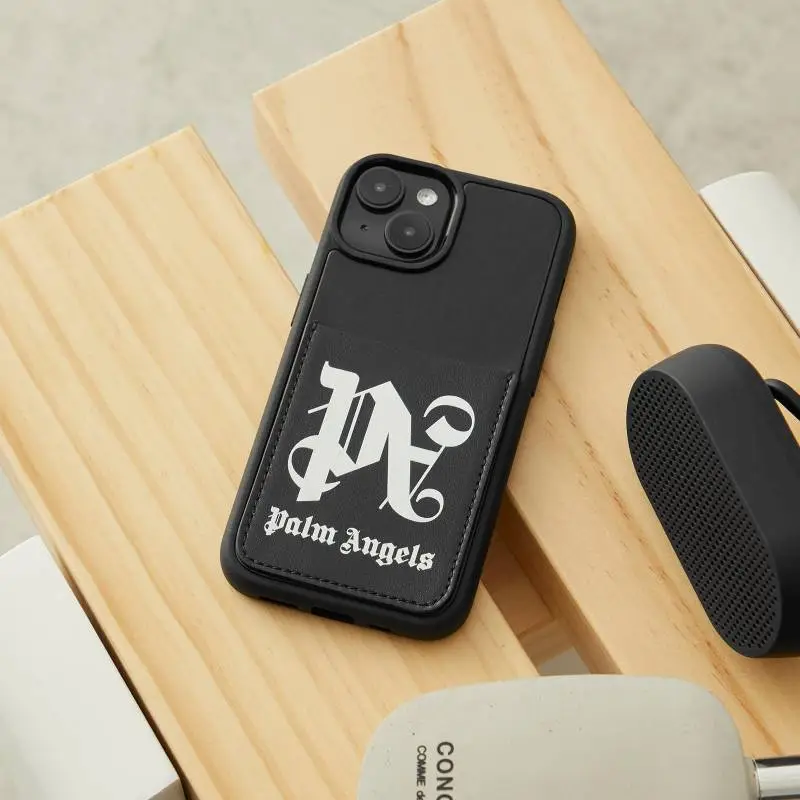 PALM ANGELS Leather Material Durable Phone Cases Compatibility With IPhone 15 Trendy And Cool-2