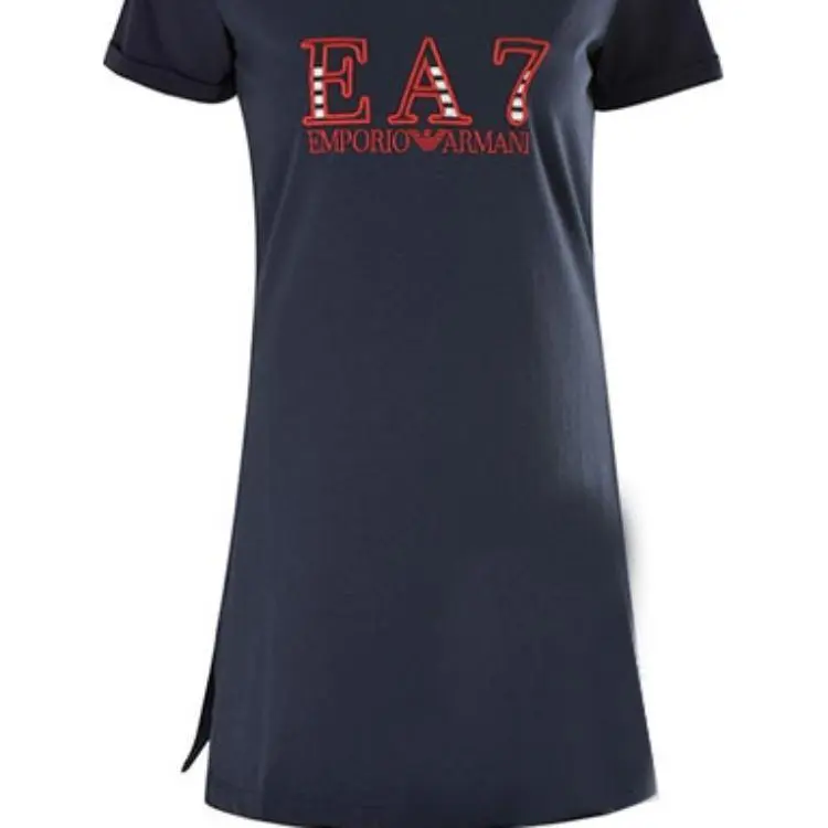 EMPORIO ARMANI EA7 Short Sleeved Dresses Women's Blue-4