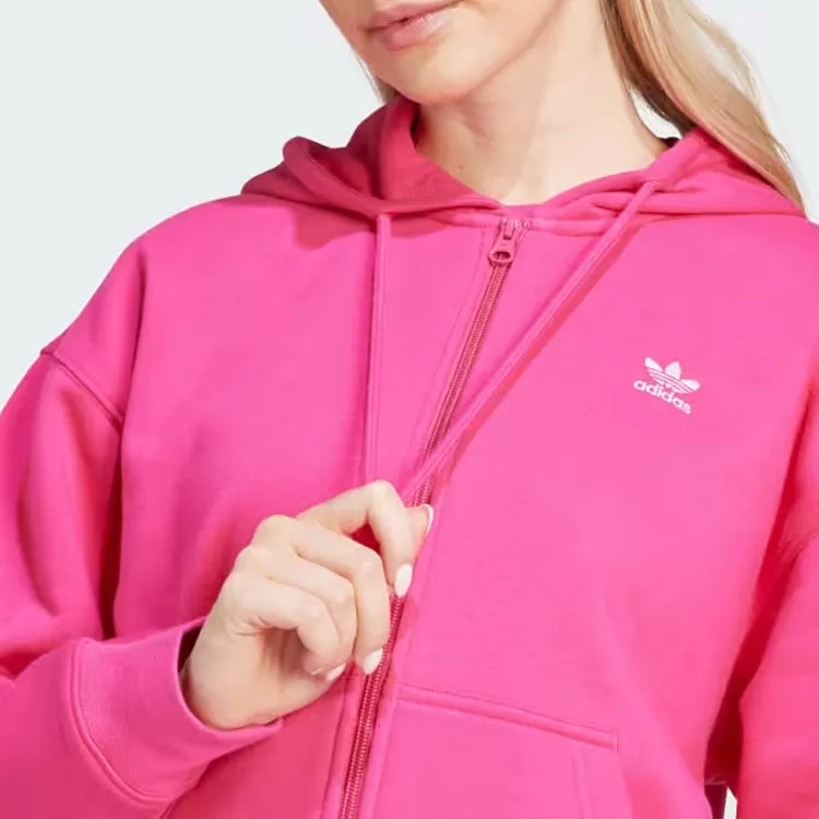 Adidas Originals Essential Essentials Zip Hoodie Sweatshirt Women's Pink-4