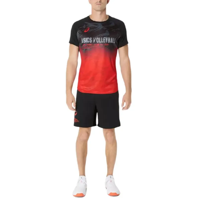 Asics T Shirts Men Black Red-3