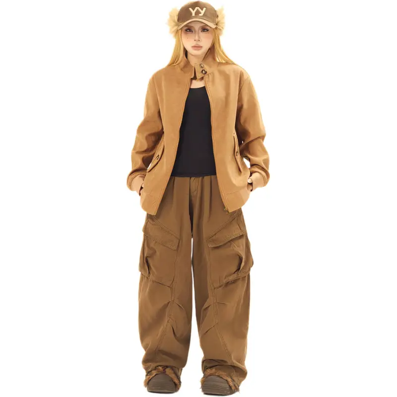 DanerWang Jackets Unisex Brown-6