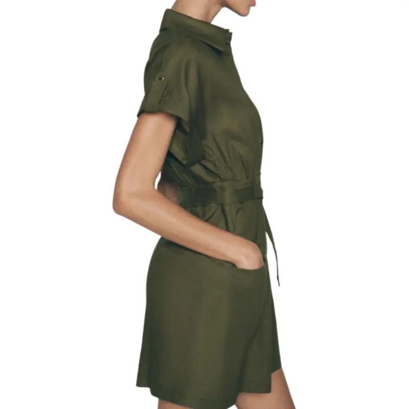 ZARA Short-Sleeved Dresses Women's Green-4