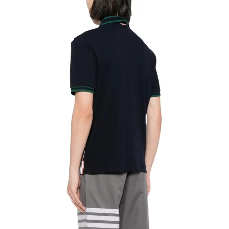 THOM BROWNE Pointelle Stripe Detailed Polo Shirt-4