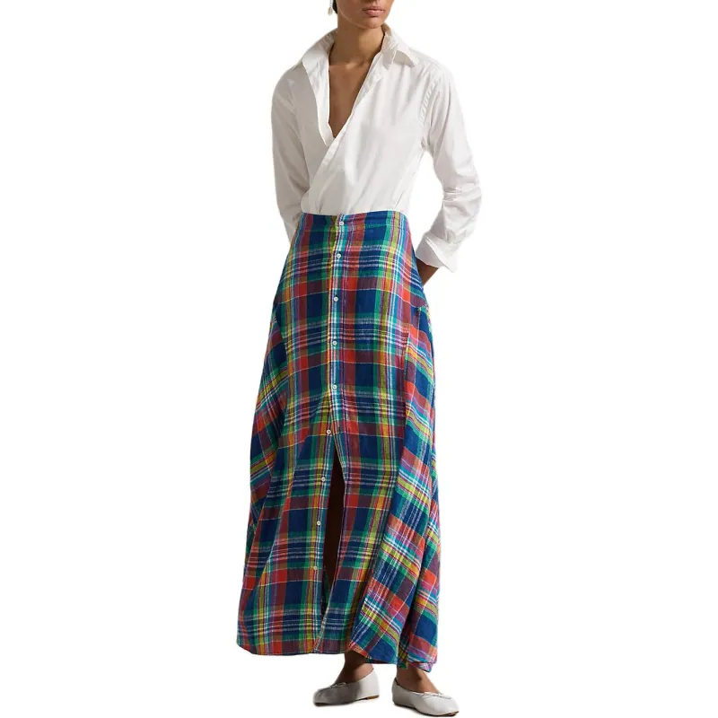 Polo Ralph Lauren Plaid Linen Skirt-1