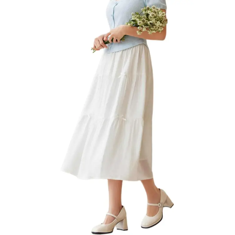 Love To Serve Casual Long Skirt Women's White-4