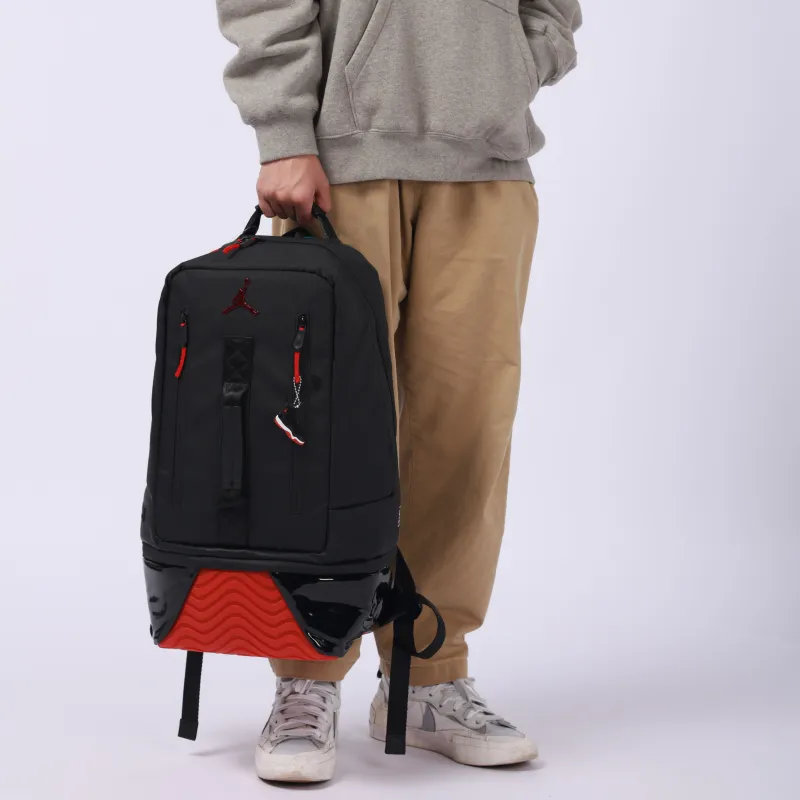 Jordan Fabric Basketball Bag Backpack Regular Unisex Bred Black Red/Red-7