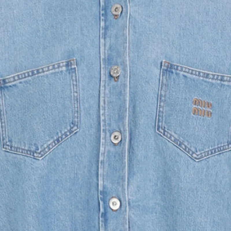 MIU MIU Logo embroidered Denim Jacket-4