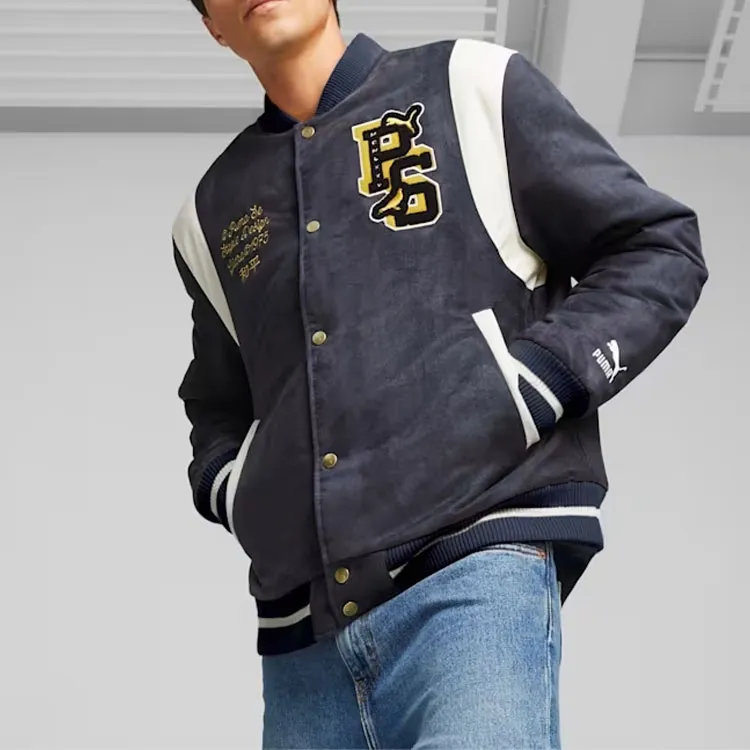 PUMA X Staple Logo patch Varsity Jacket-4