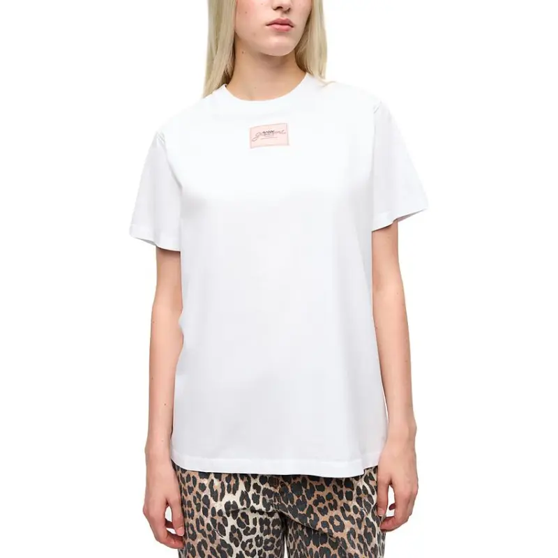 GANNI Logo Patch Crewneck T Shirt-2