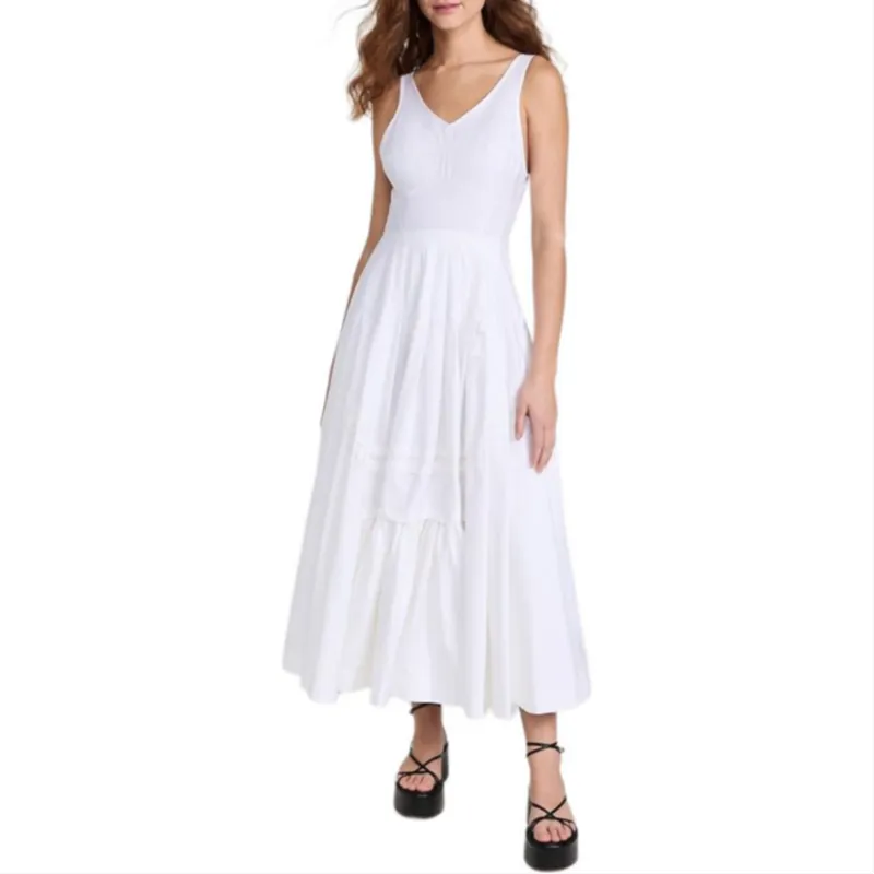 Alaia V-Neck Striped Midi Dress-2
