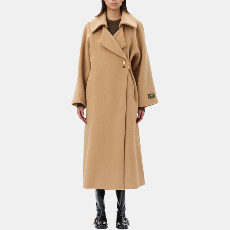 GANNI Belted Waist Long Coat-2