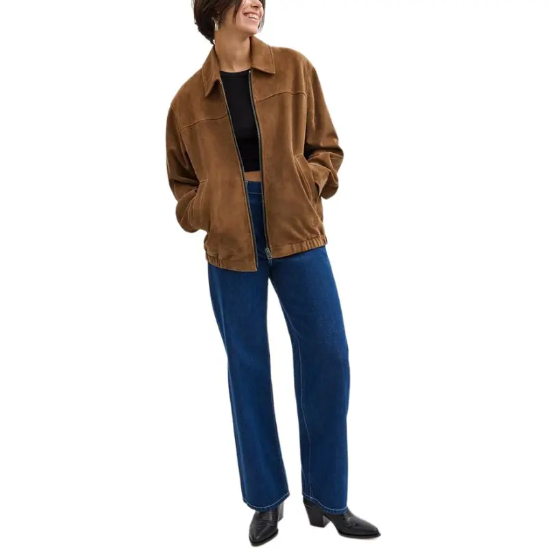 COACH Oversized Suede Jacket Jackets & Coats Women's Brown-1