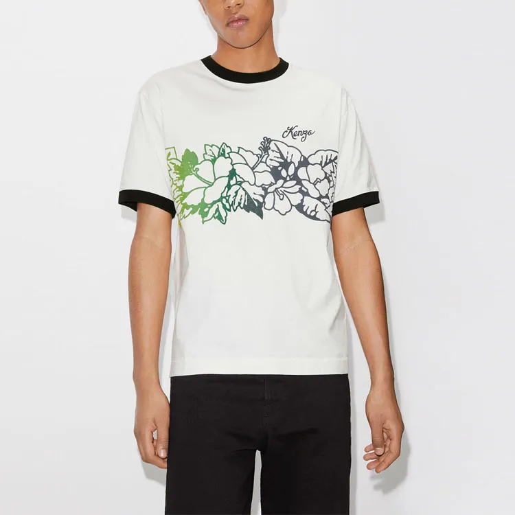 KENZO ALOHA FLOWER TATTOO T Shirts Unisex White-3