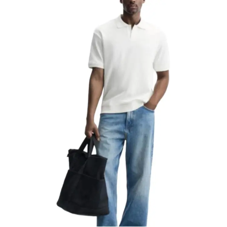 ZARA Polo Shirt Men's Frosted White-2