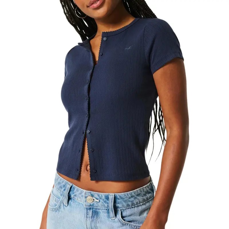 Hollister T Shirt Women's Navy Blue-1