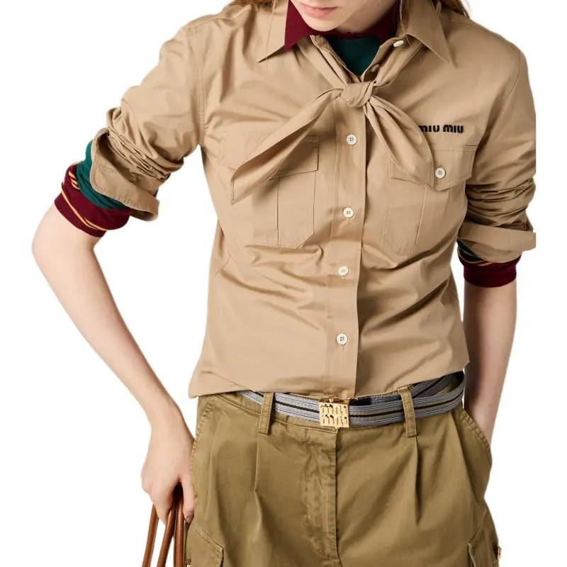 MIU MIU Neckerchief Poplin Shirt-1