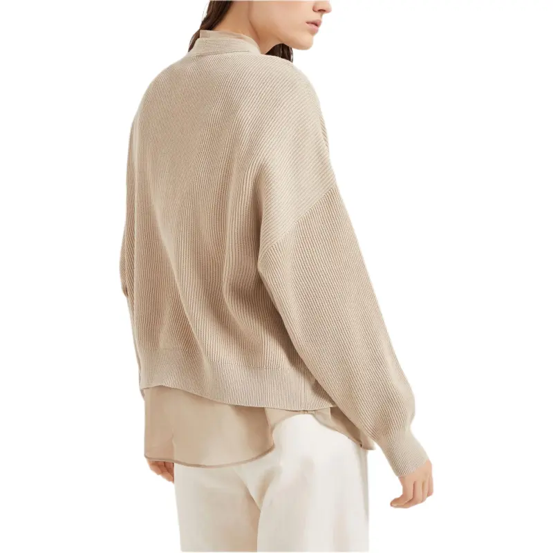 Brunello Cucinelli English Rib Knit And Organza Layered Cardigan-2