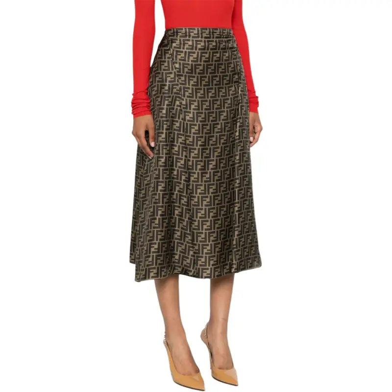 FENDI Logo Printed High Waist Skirt-3