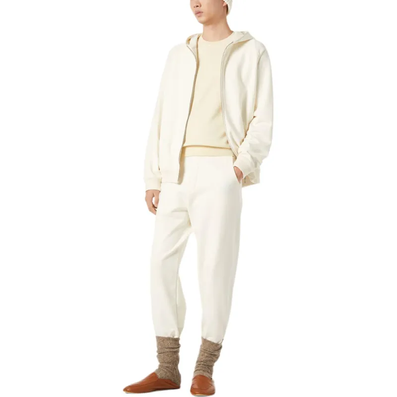 Loro Piana Knitted Sweatpants Men's Cream White-3