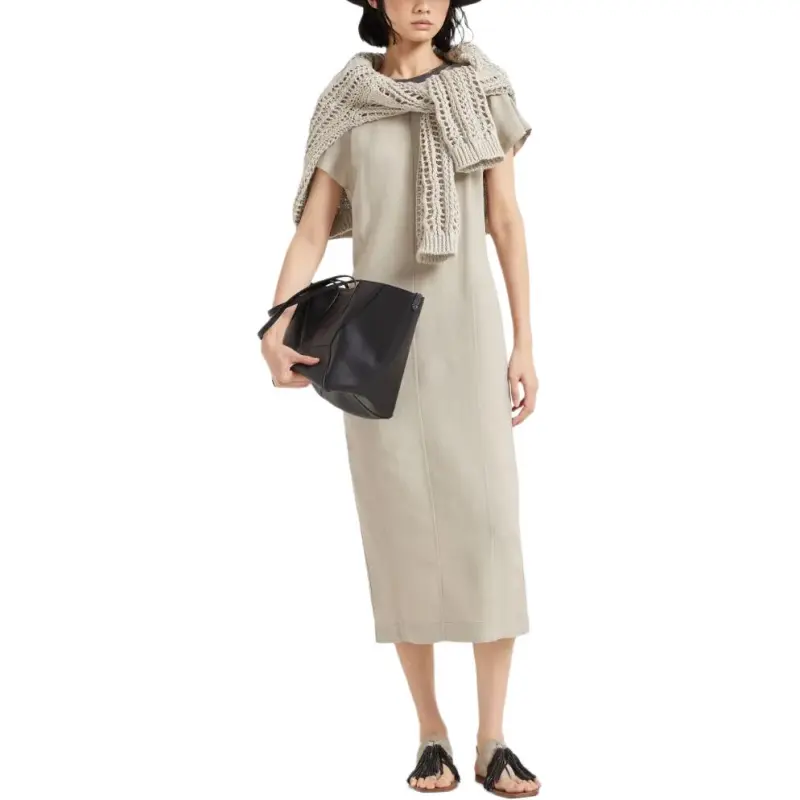 Brunello Cucinelli Monili Embellished Short Sleeved Dress-5