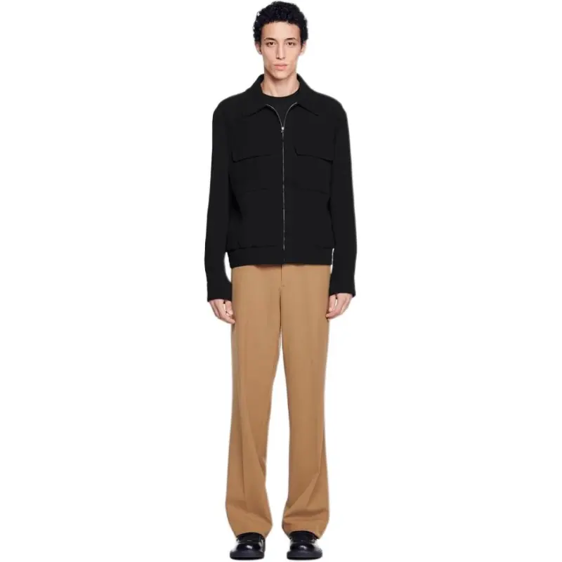 Sandro Crinkled Zip-up Shirt Jacket-3