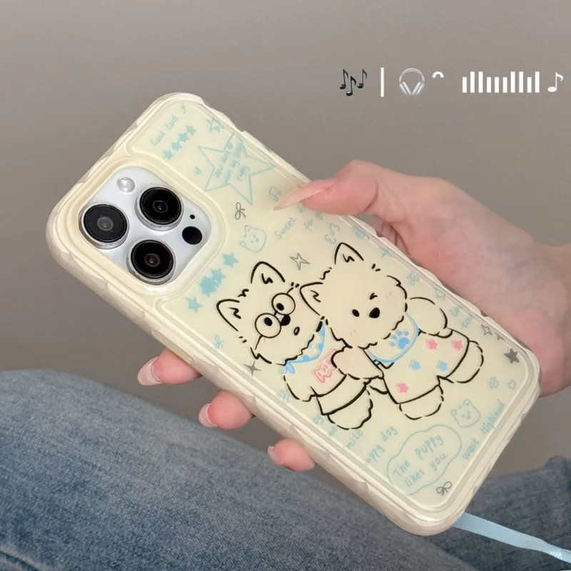 QIZHENG TPU Material Cute Fun Line Puppy In Phone Case Protective Case Compatible With IPhone 13/14/15 Pro Max.-2